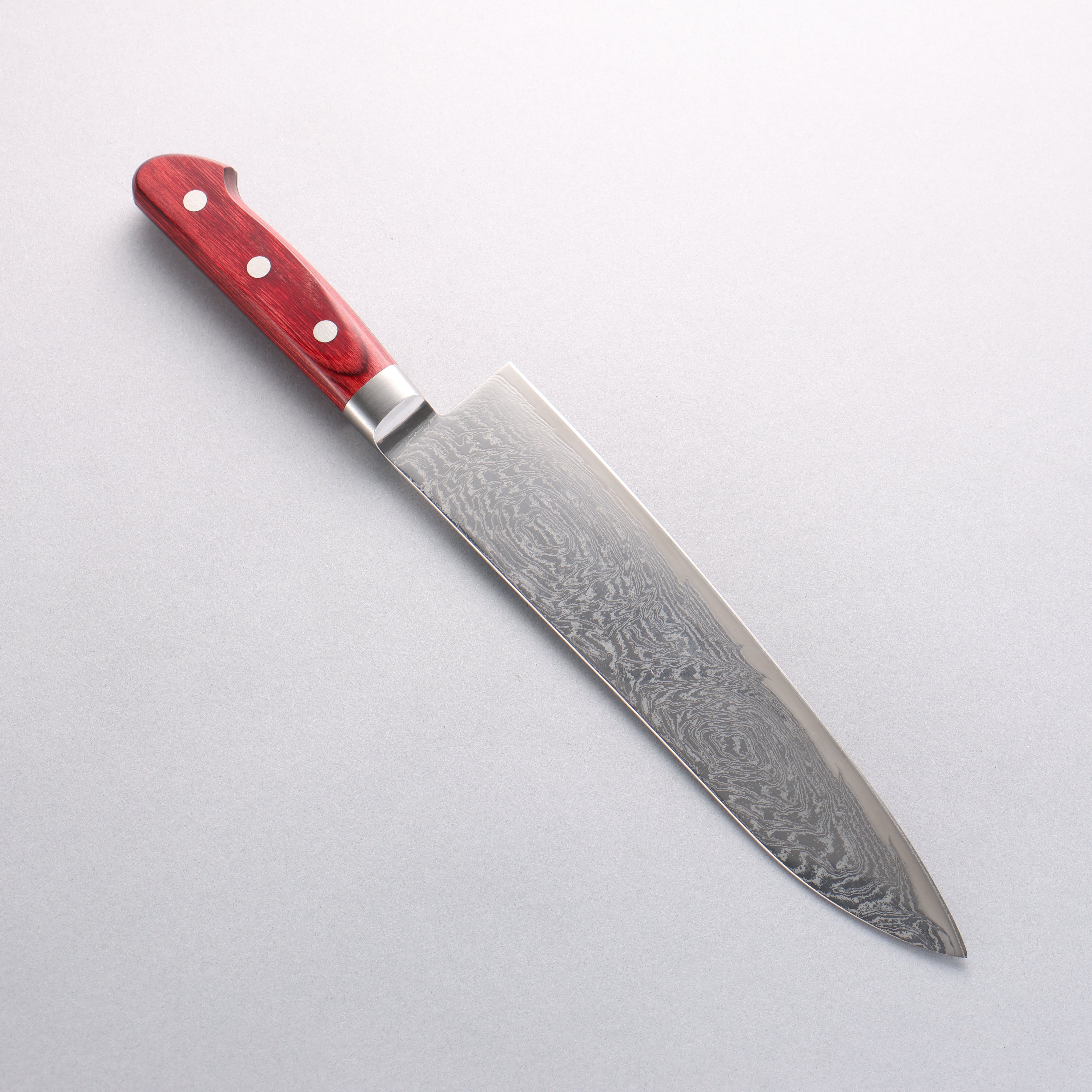 Premium Seisuke Nami AUS10 Damascus Gyuto Chef Knife 210mm - Mirrored Finish, Red Pakkawood Handle - Perfect for Sushi, Meat Slicing & Professional Kitchen Use