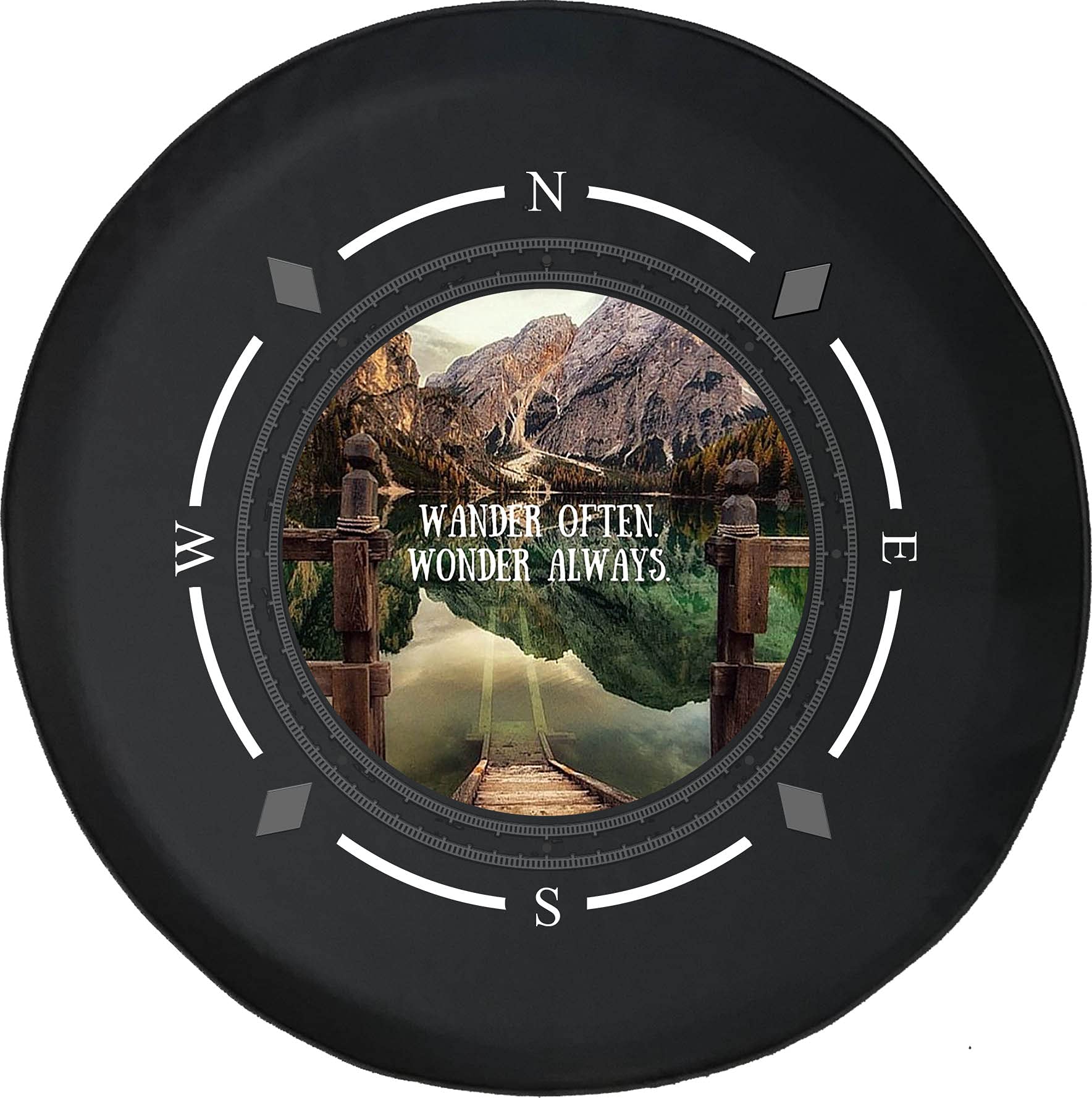 Premium American Unlimited Spare Tire Cover with Compass Design - Universal Fit for SUVs, Trailers, RVs & Most Vehicles | Durable Beach Wheel Protector for Outdoor Adventures & Road Trips