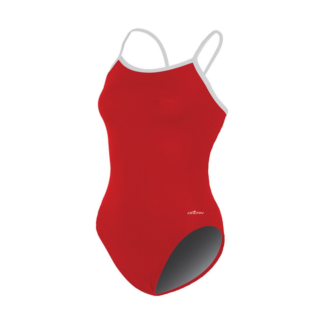 Dolfin Chloroban Varsity Solid String Back One Piece Swimsuit for Women - Red/White, Size 22 | Competitive Swimwear for Pool, Beach & Water Sports