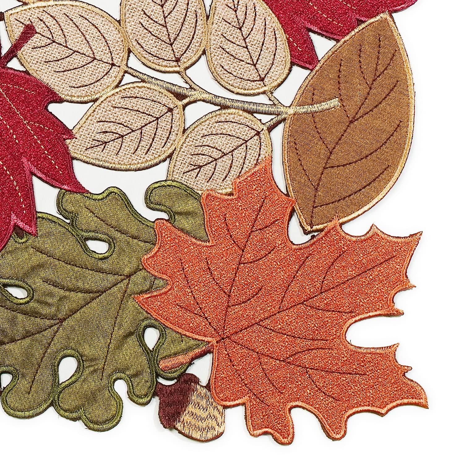 KEVA Fall Placemats Set of 4 - 13x19 Inch Autumn Table Mats with Maple Leaf Embroidery | Thanksgiving & Harvest Decor for Dining Table | Perfect for Seasonal Home Kitchen Decor & Holiday Gatherings