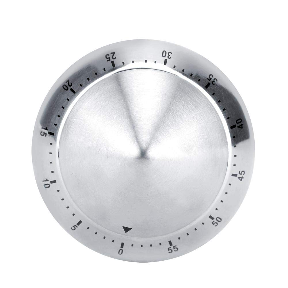 60 Minute Mechanical Kitchen Timer - No Batteries Needed, Magnetic Backing, Countdown Clock for Cooking, Baking & Meal Prep (Silver) - Perfect for Chefs, Home Cooks & Kitchen Use