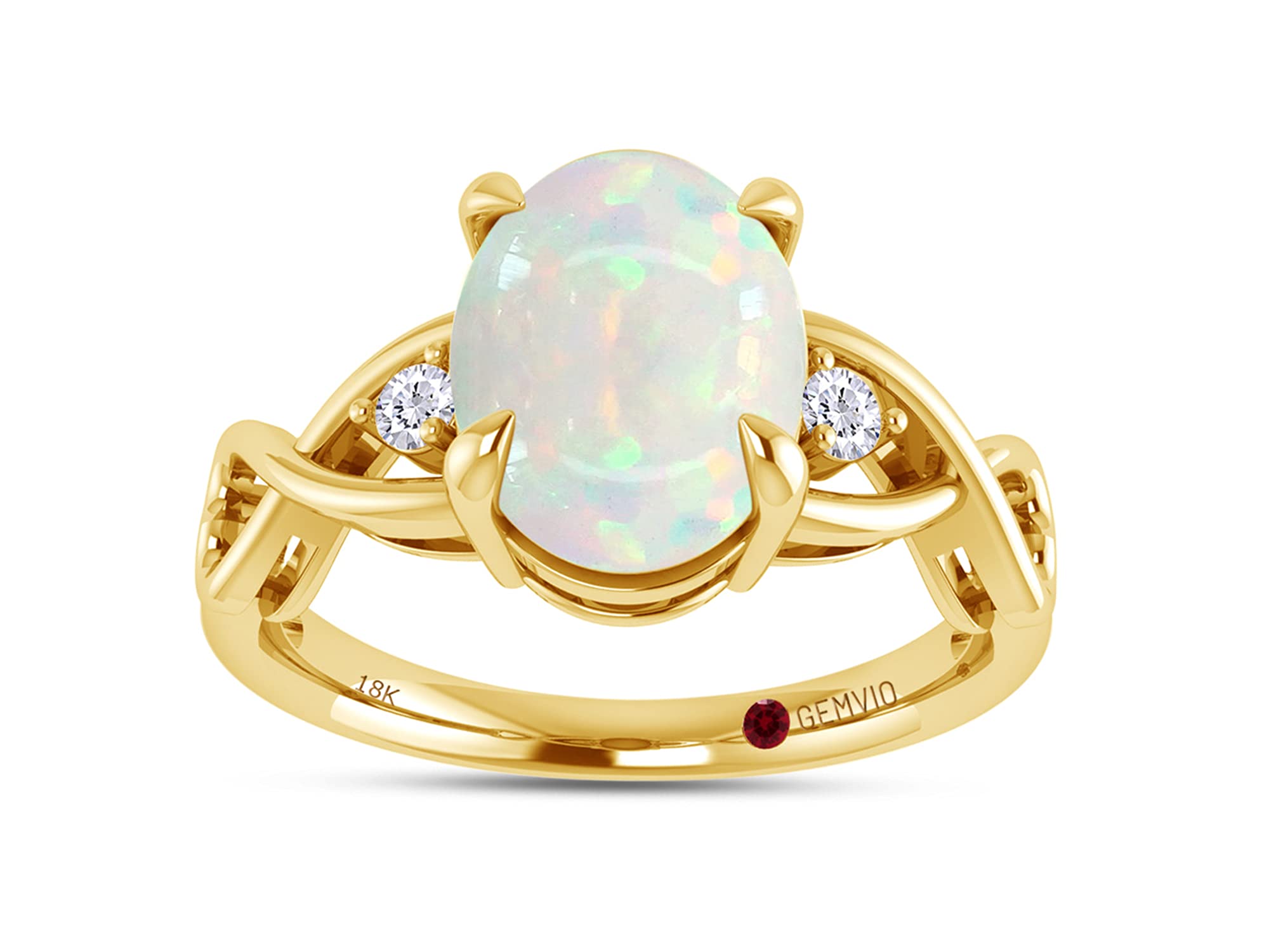 1.25CT Oval Cut Natural White Opal & Diamond Accent Infinity Heart Ring in 10K/14K/18K Gold - GEMVIO Collection Wedding Engagement Ring for Women - Perfect for Proposals, Anniversaries & Special Occasions