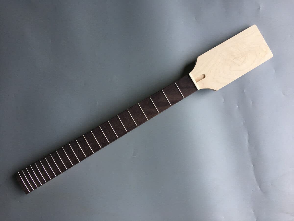 Maple Electric Guitar Neck Replacement - 22 Frets, 25.5 Inch Scale, Ebony Fretboard with Paddle Head & Bolt-On Heel - Perfect for DIY Guitar Building and Upgrades