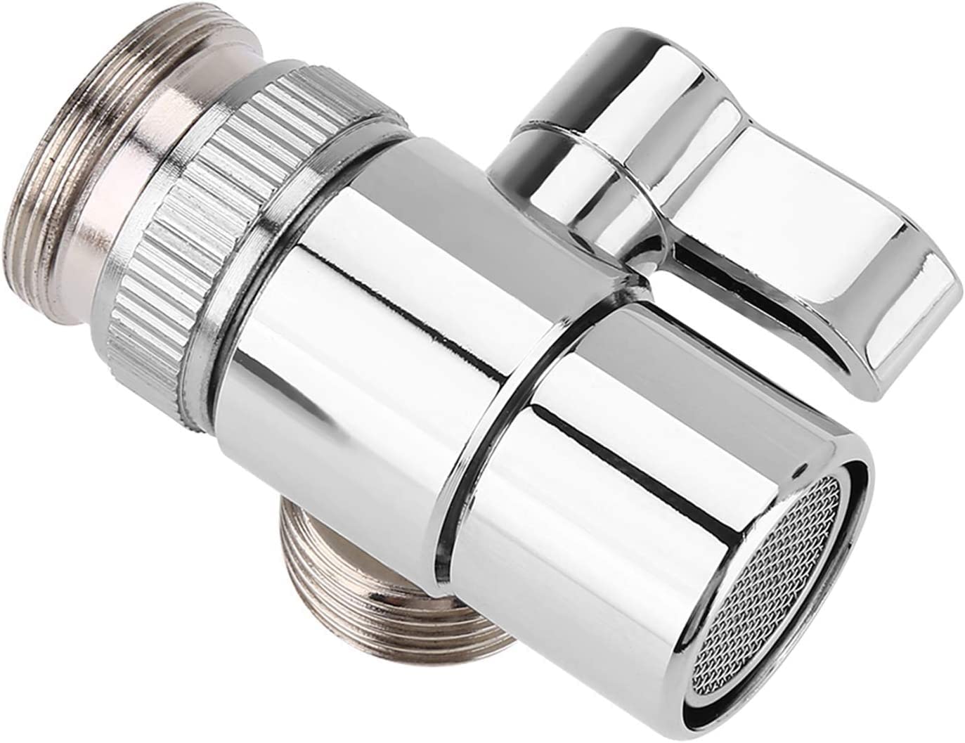 **BRASS Sink Valve Diverter Faucet Splitter - M22 x M24 Thread, Polished Chrome, PV10 - Replacement Part for Kitchen & Bathroom Sink Faucets, Faucet to Hose Adapter - Perfect for Water Filtration, Garden Hose, and Multi-Tap Installations**