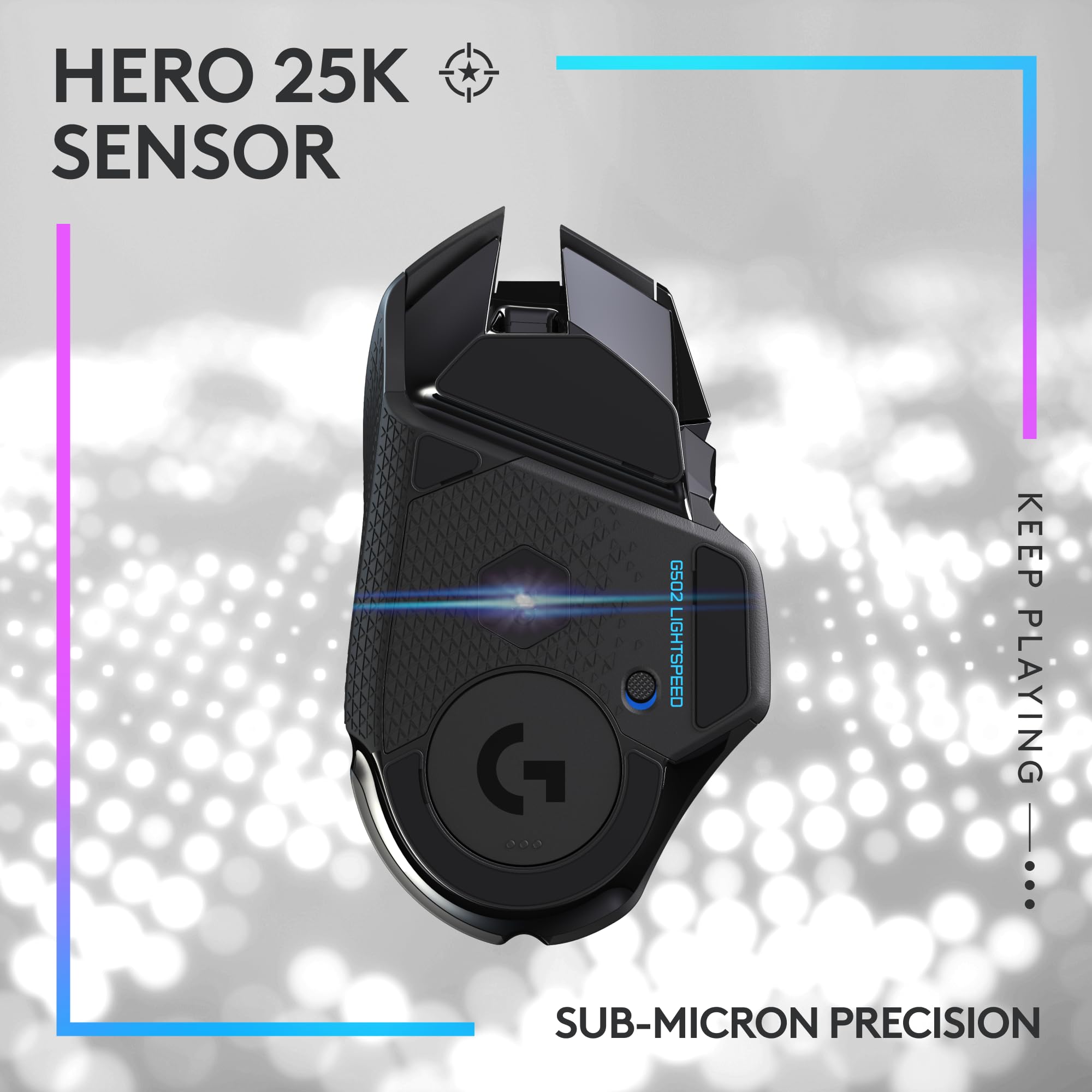 Logitech G502 LIGHTSPEED Wireless Gaming Mouse with HERO 16K Sensor - 11 Programmable Buttons & G PowerPlay Wireless Charging Mouse Pad - Compatible with G Pro/G903/G703/G502 LIGHTSPEED - Black - Perfect for PC Gaming, Esports & Professional Workstations