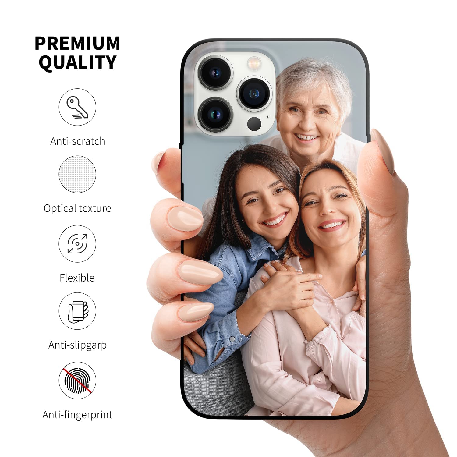 Custom Photo iPhone Case - Personalized Picture Phone Cover for iPhone 16/15/14/13/12/11 Pro/Max/Mini/XR/X/Xs - Multiple Image Design - Durable TPU Protection - Perfect Birthday Gift for Friends & Family - Great for Travel, Work, and Everyday Use