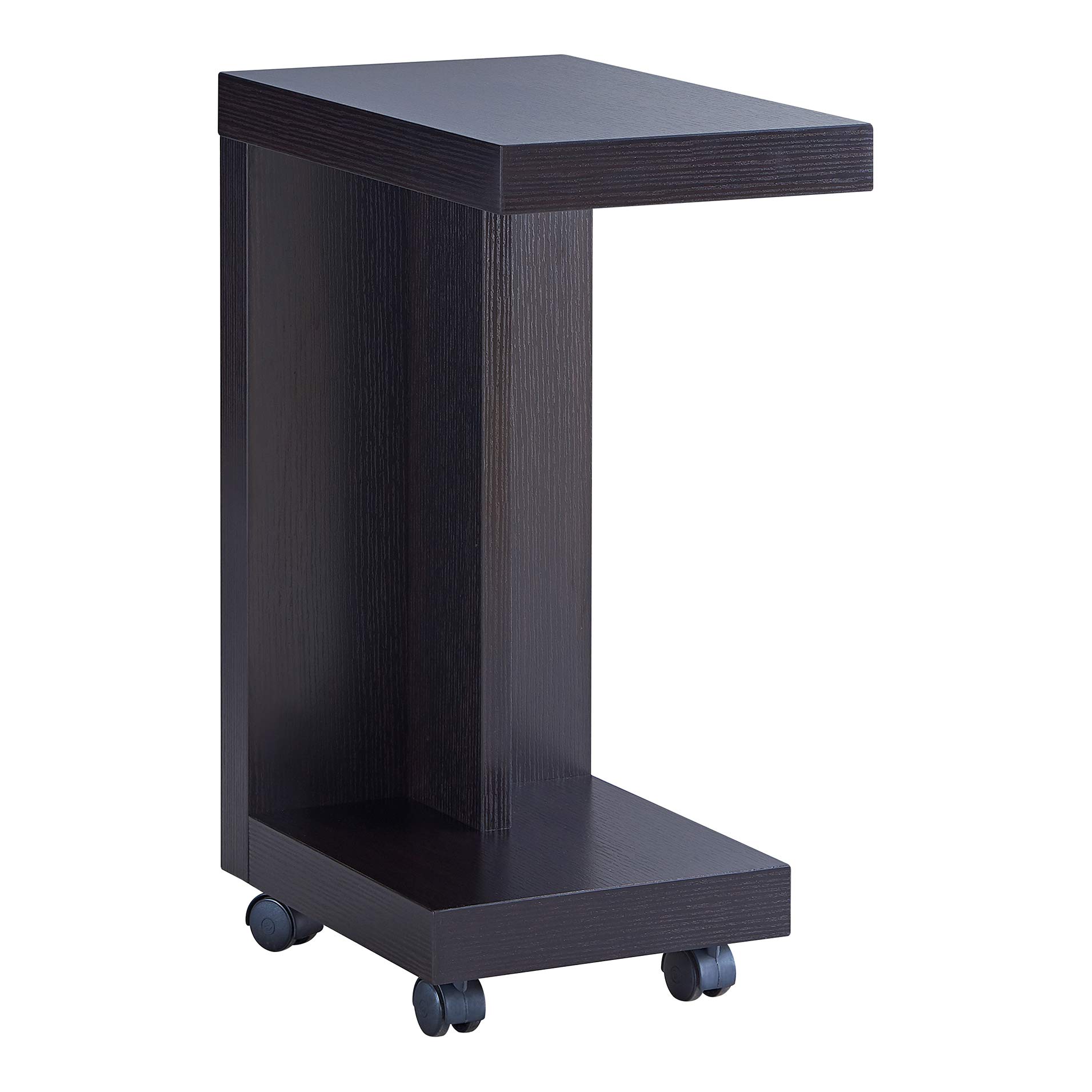 HOMES: Inside + Out Wadena End Table with Locking Caster Wheels and Shelf, Espresso Finish - Perfect for Living Room, Bedroom, or Office Side Table