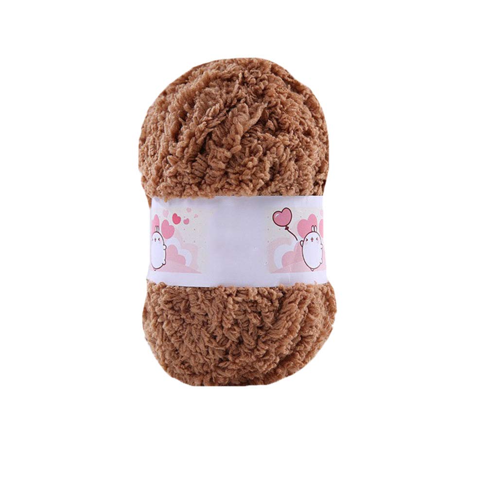 500g Brown Coral Fleece Terry Knitting Yarn - Soft Shaggy Fuzzy Polyester Velvet Crochet Yarn for DIY Dolls, Blankets, Sweaters, Scarves & Handbags - Perfect for Winter Crafts & Cozy Home Decor Projects
