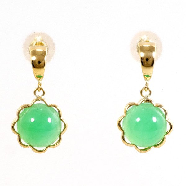 18K Yellow Gold Chrysoprase Earrings for Women - Elegant Green Gemstone Stud Earrings - Perfect for Weddings, Parties & Everyday Wear