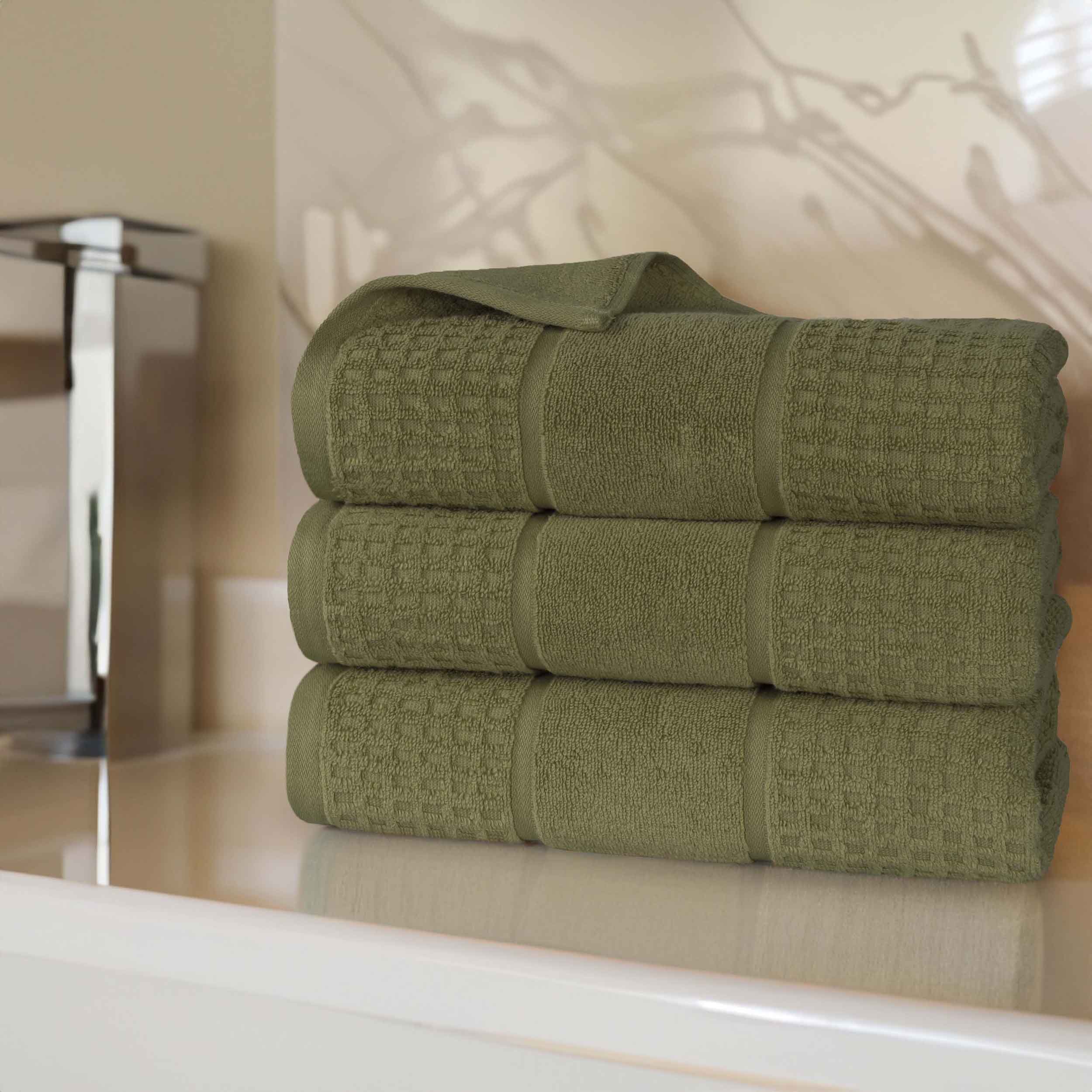 Premium Zero Twist Cotton Waffle Bath Towels - Ultra Soft & Absorbent Honeycomb Weave - Set of 3 for Spa, Bathroom & Beach Use