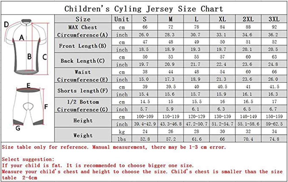 Kids' Short Sleeve Cycling Jersey - Boys & Girls Activewear for Youth Biking, Sports & Outdoor Activities