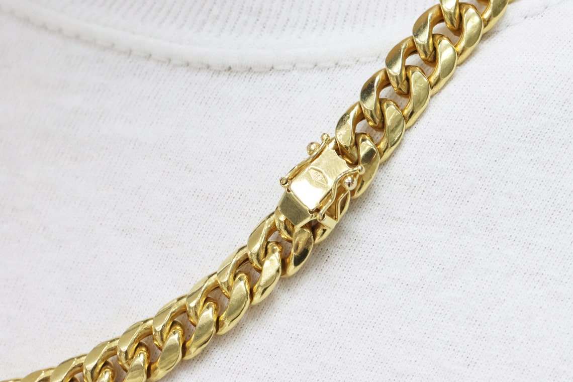 10K Hollow Gold Miami Cuban Link Necklace - 8mm Thick Men's Chain for Hip-Hop Style & Luxury Fashion Accessories | Perfect for Gifts, Parties, and Everyday Wear