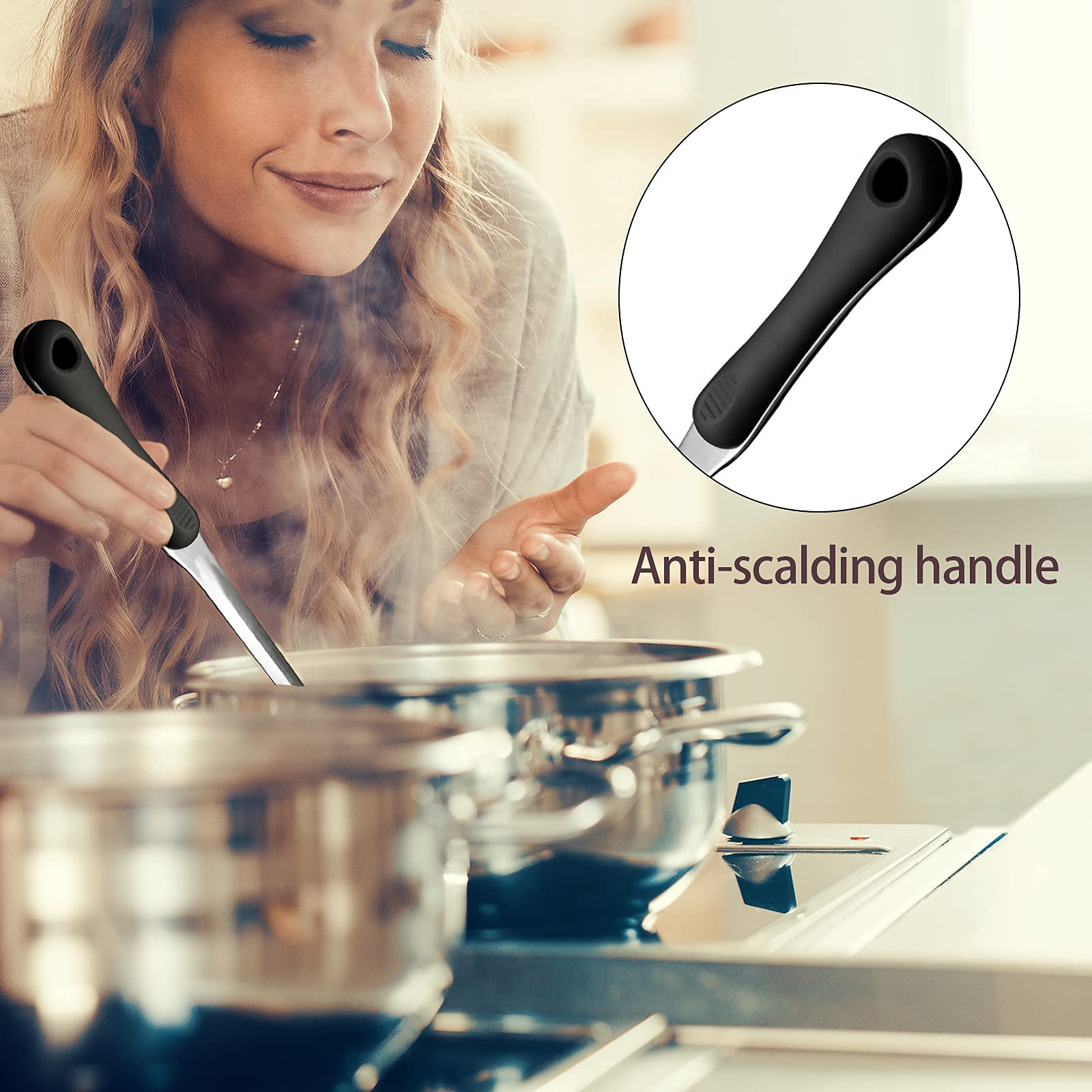 Premium Stainless Steel Gravy Ladle with Heat-Resistant Handle & Grease Separator - Perfect for Cooking, Serving Soups & Sauces (1 Pack, Black) - Ideal for Kitchens, Restaurants & Catering Events