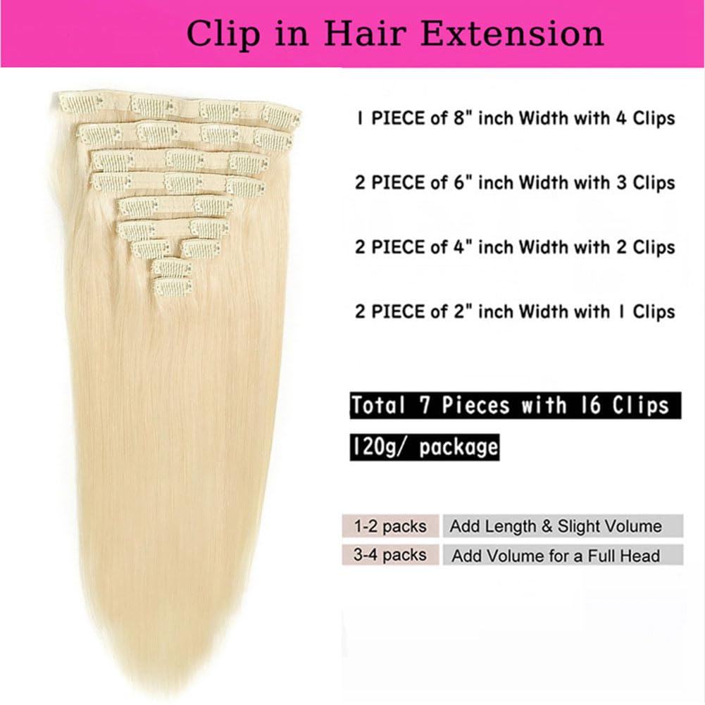 Platinum Blonde Clip In Hair Extensions 28