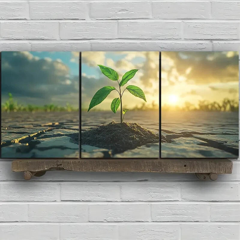 3-Piece Green Leaf Metal Wall Art Prints - Ready to Hang Home Decor for Living Room, Bedroom & Office | Nature-Inspired Botanical Decor