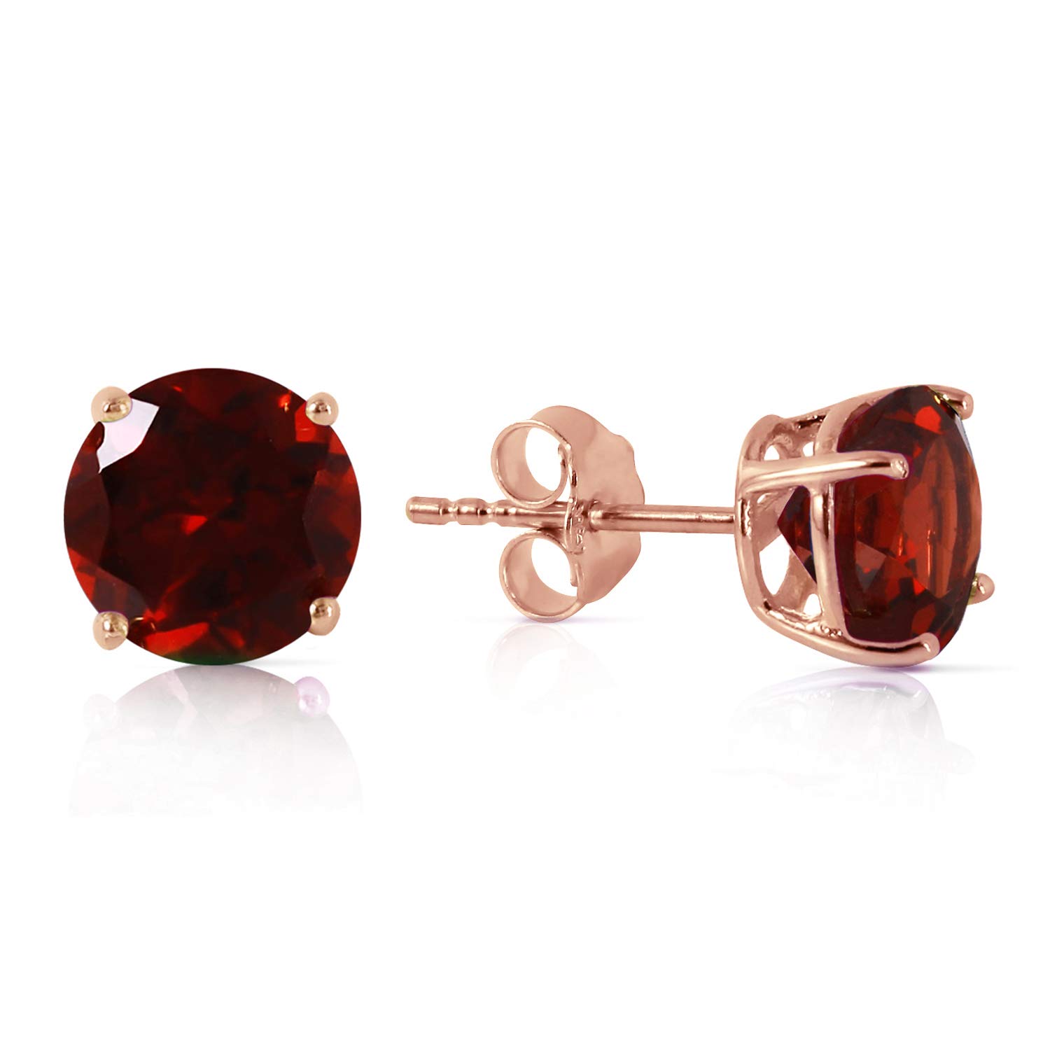 14K Rose Gold Garnet Stud Earrings for Women - GG Galaxy Gold Elegant Jewelry - Perfect for Weddings, Parties & Everyday Wear