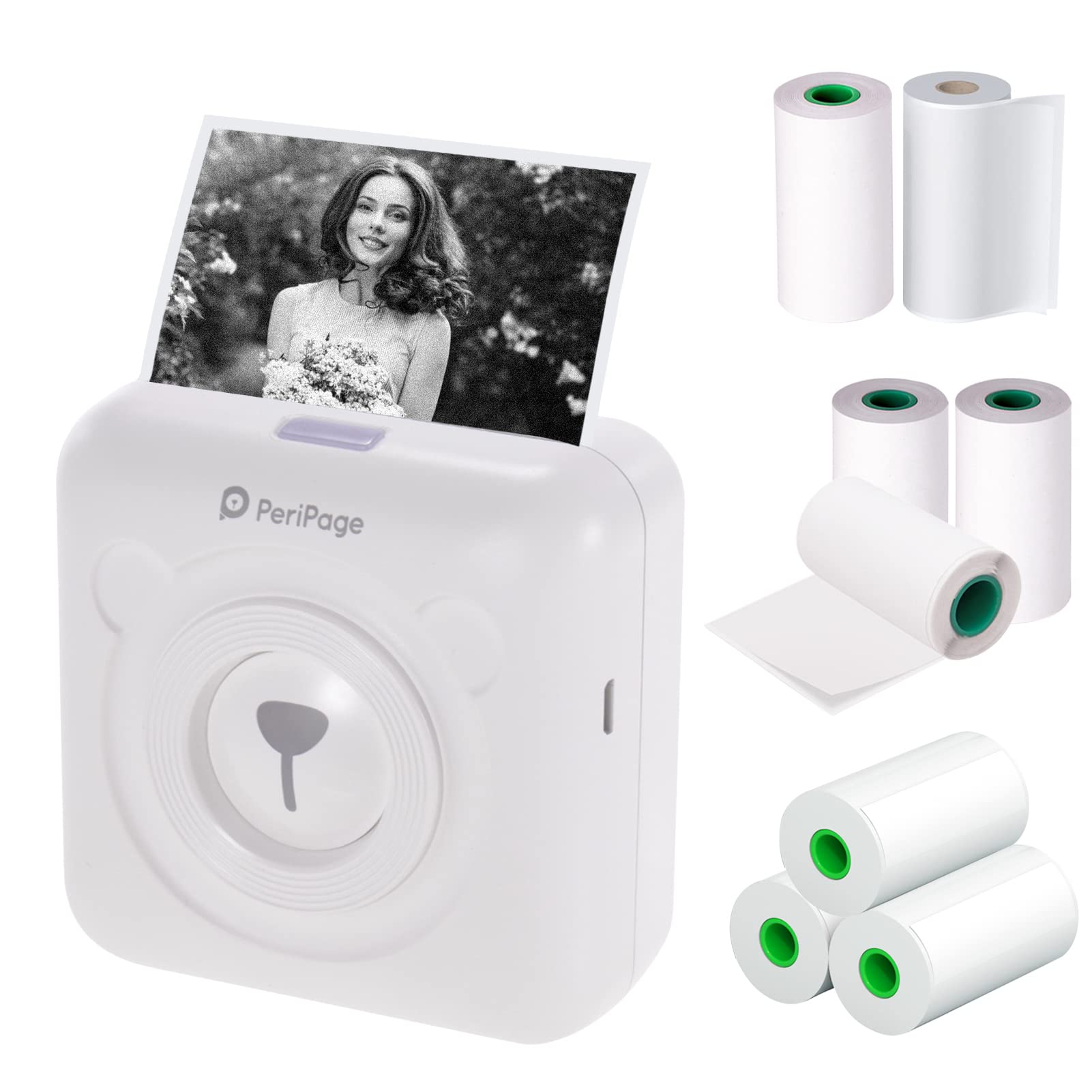 BISOFICE PeriPage Mini Pocket Wireless Bluetooth Thermal Printer - Print Photos, Labels, Memos & Receipts | AR Photo Function | USB Cable Included | Compatible with Android, iOS & Windows | Perfect for Home, Office & Small Business Use