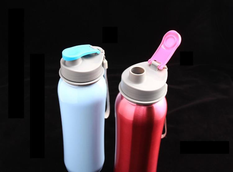 800ml Single Wall 304 Stainless Steel Sports Water Bottle - BPA Free Spring Lid with Portable Rope - Ideal for Hiking, Gym & Outdoor Activities
