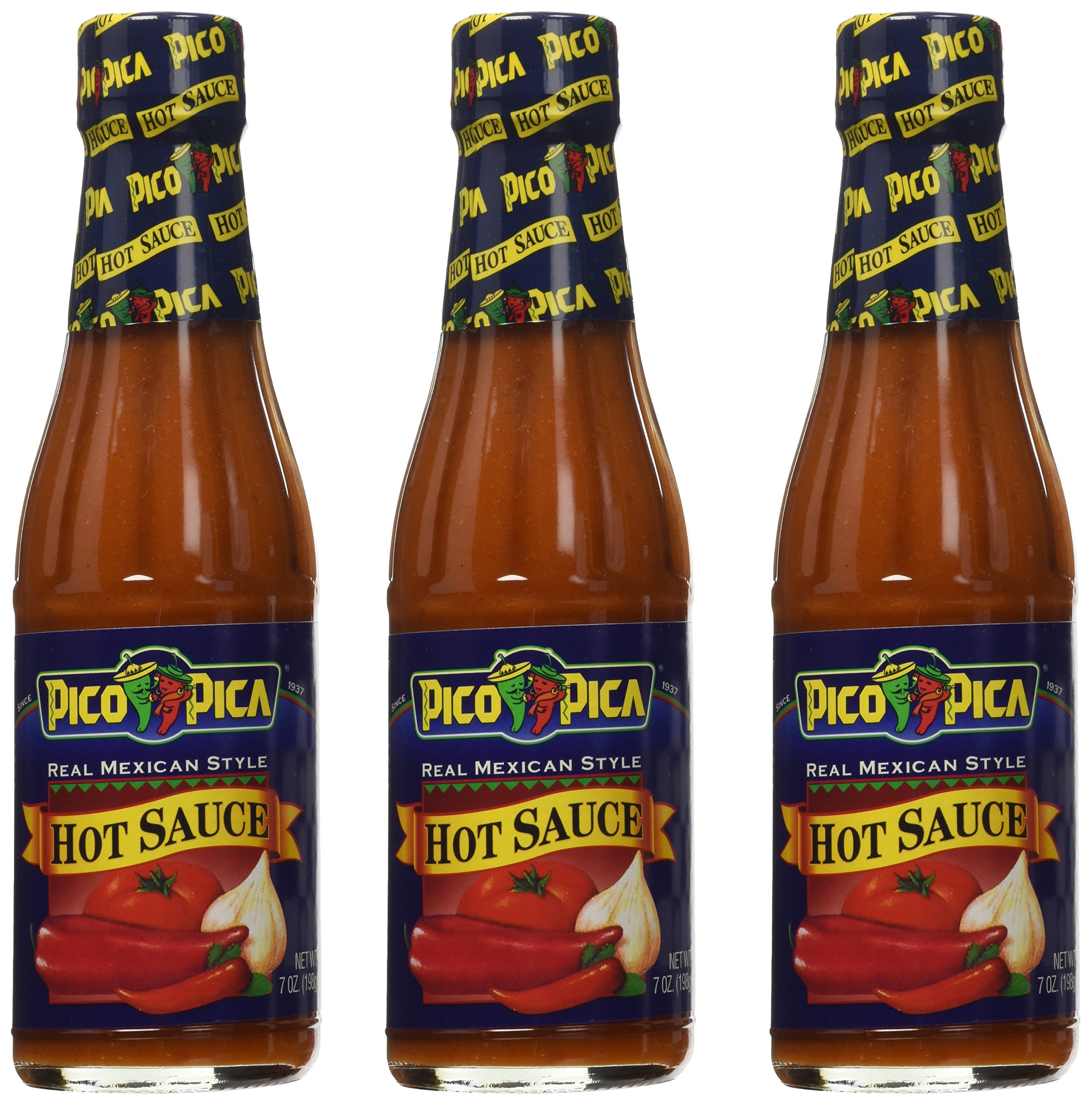 Authentic Pico Pica Mexican Hot Sauce - 7 Oz Bottle (Pack of 3) | Spicy Flavor Enhancer for Tacos, Burritos & Nachos | Premium Salsa Picante for Home & Restaurant Use