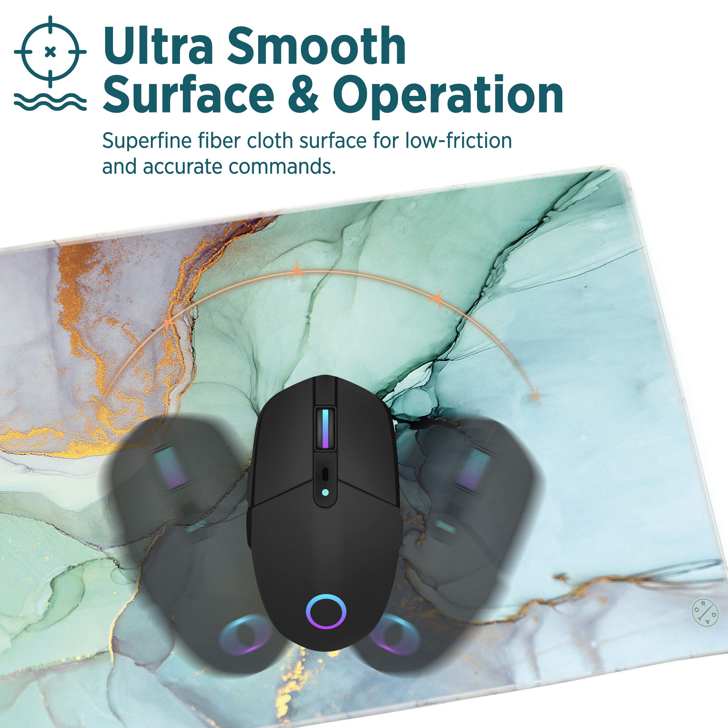 Oriday XXL Gaming Mouse Pad - 35.4x15.7 Inch Large Extended Mouse Mat with Non-Slip Rubber Base, Stitched Edges & Waterproof Surface - Perfect for PC Gaming, Office Work & Home Desk Decor (Teal Ocean Design)