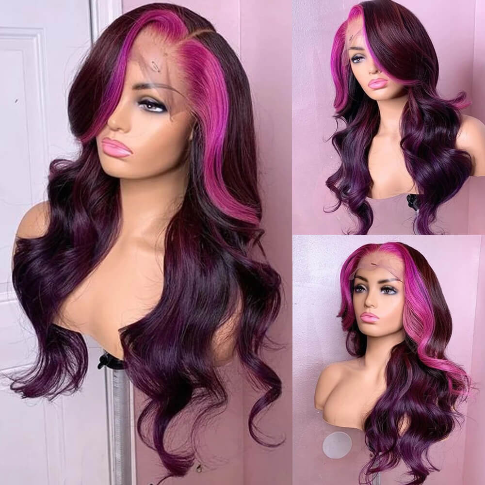Dark Purple Body Wave with Violet Highlight