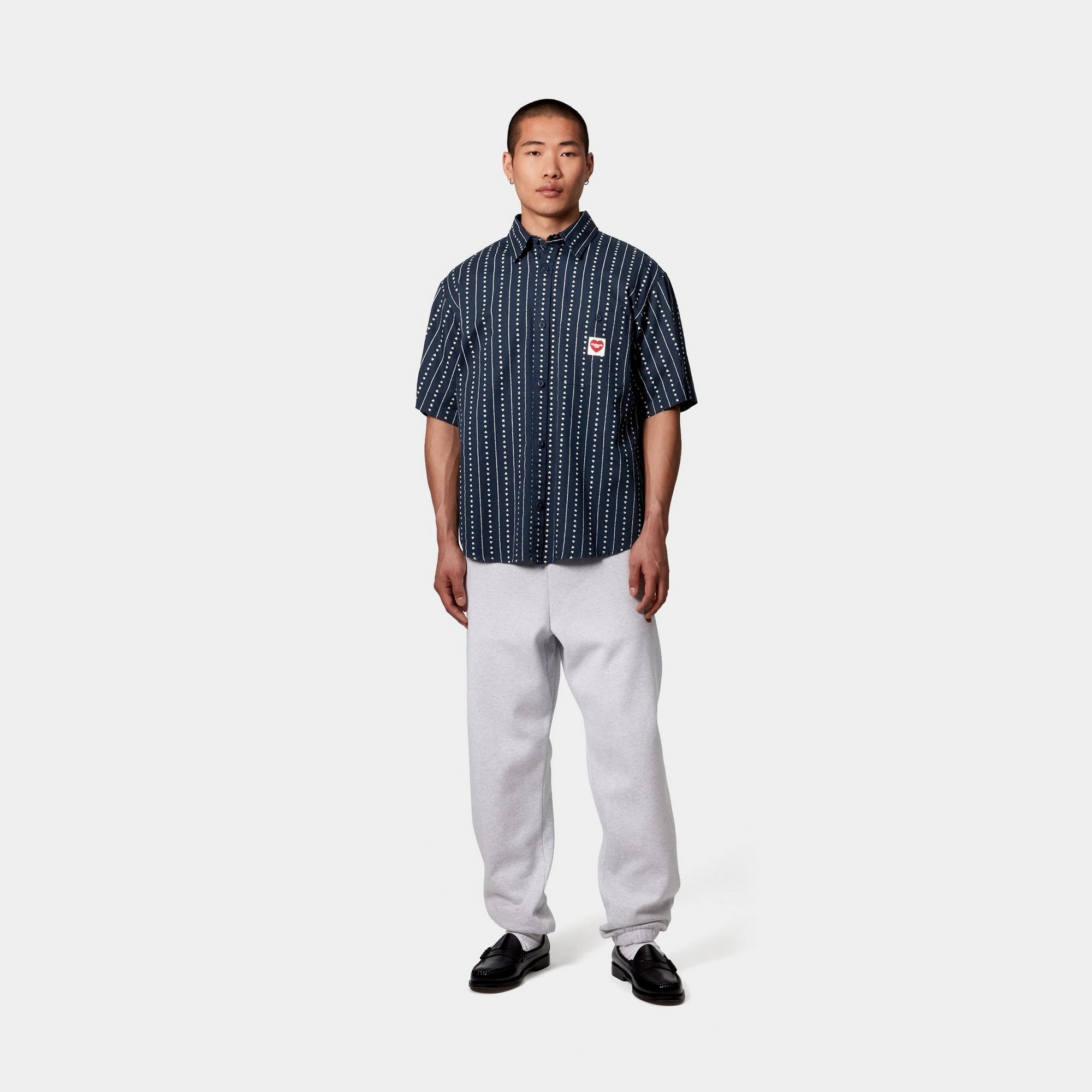 Drew Shirt for Men | Ink & Natural Heart C Pinstripe Design | Casual & Formal Wear for Office, Date Night & Special Occasions