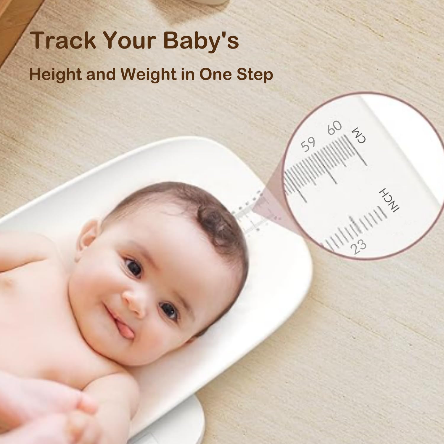 Smart Baby Scale with App - Digital Weight & Height Tracker for Infants, Toddlers, Adults & Pets (0-265 lbs) - Auto Lock, LED Display - Perfect for Home Nursery, Pediatric Checkups & Pet Health Monitoring