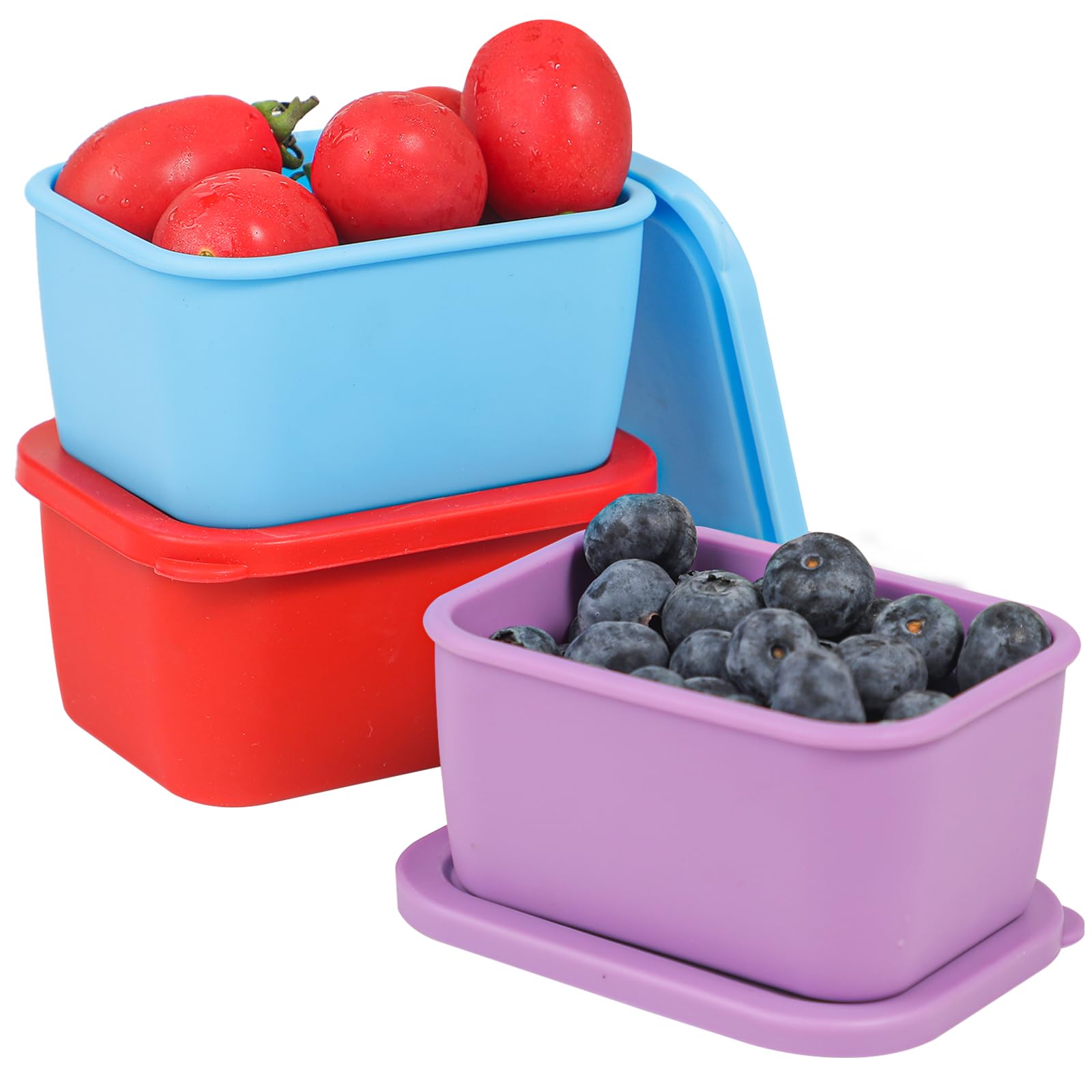 KOLUTI 3-Pack 8oz Silicone Snack Containers - Leakproof Stackable Food Storage for Puree, Sauce & Condiments | BPA-Free, Dishwasher/Microwave/Oven Safe | Perfect for Lunch Box, Bento, Meal Prep & On-the-Go Snacks