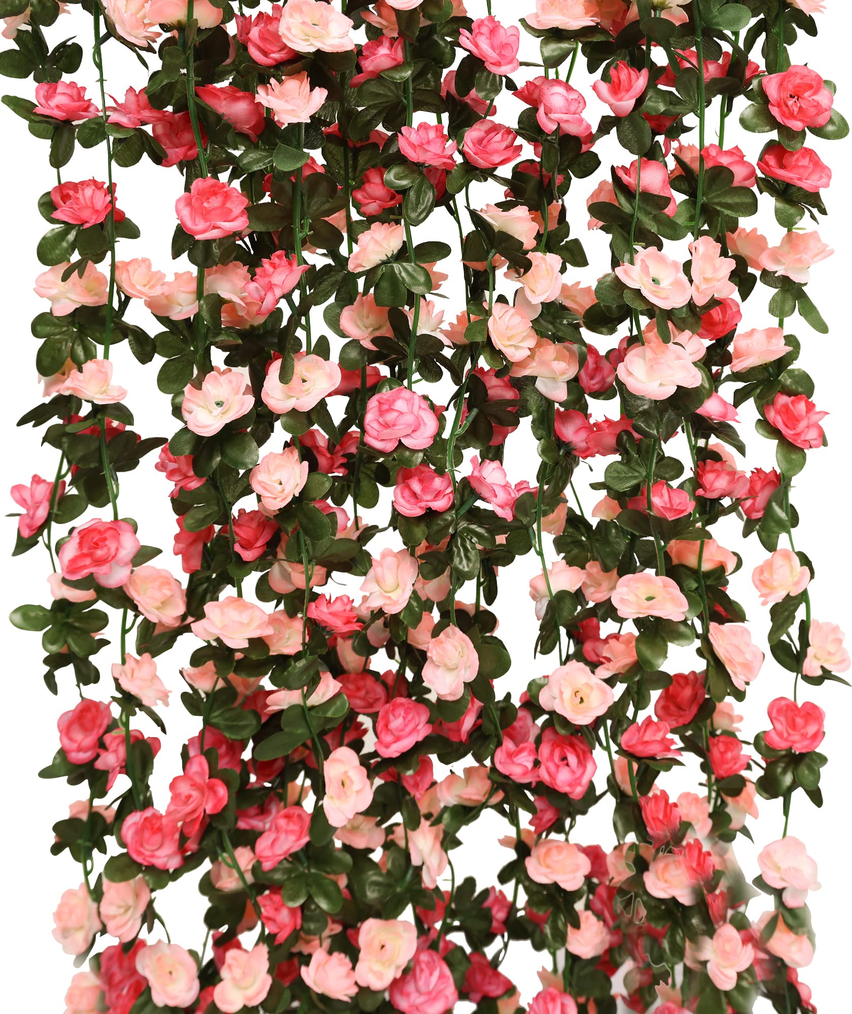 5pcs 41Ft Artificial Rose Vine Garland - Fake Flower Hanging Decor for Wedding Arch, Garden Party, Home Background (Pink) | Perfect for Bridal Showers, Baby Showers & Outdoor Events