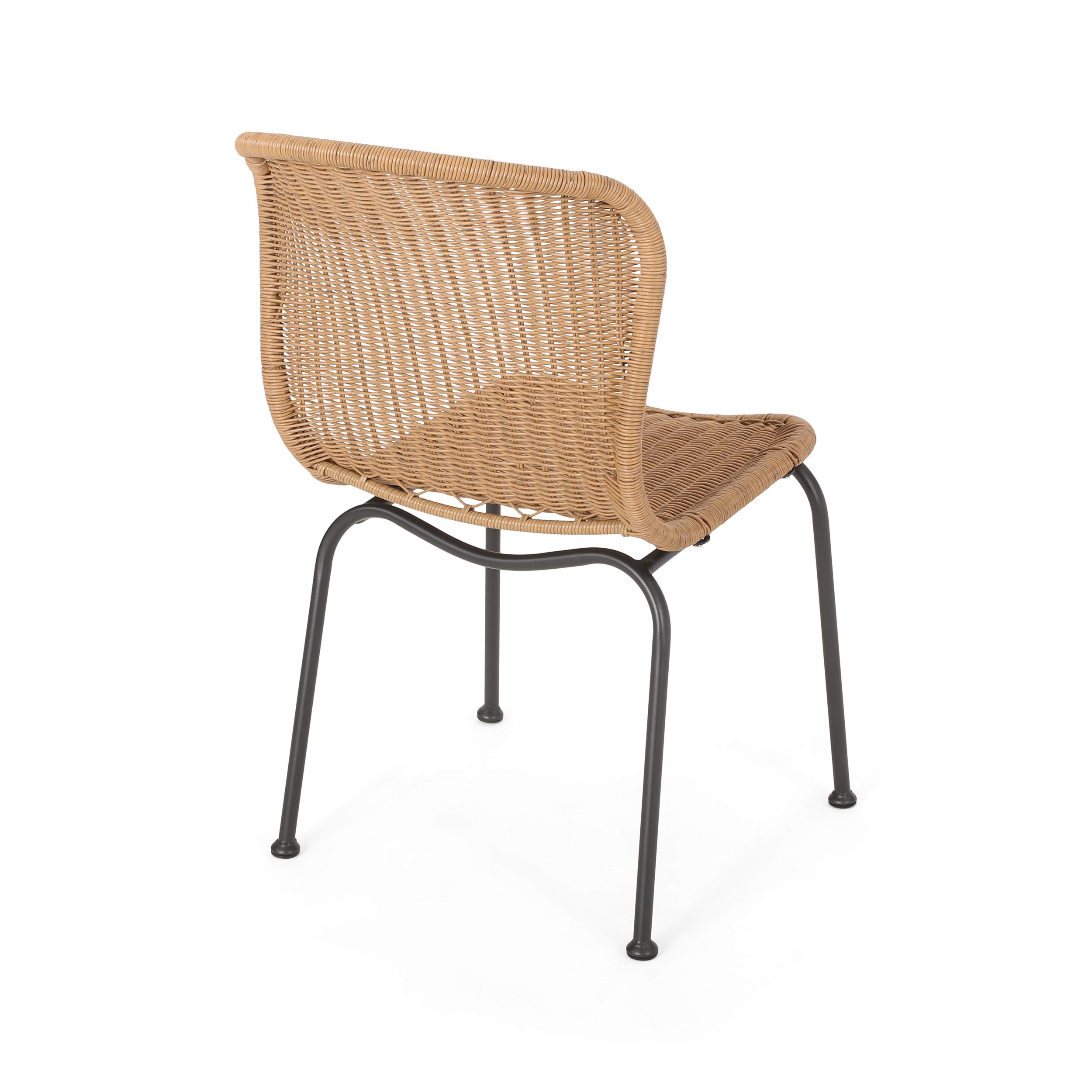 Christopher Knight Home Dinah Outdoor Wicker Dining Chairs (Set of 2) - Light Brown & Black - Weather-Resistant Patio Furniture for Garden, Poolside, and Backyard Dining