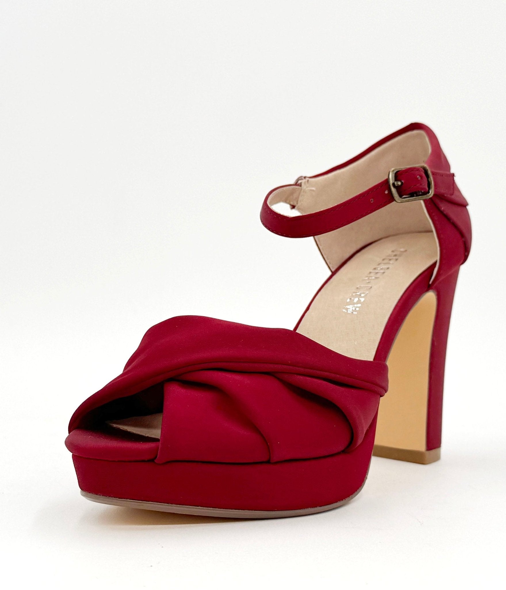 Chelsea Crew Women's Red Satin Gloria High Heels - Elegant Pointed Toe Pumps for Parties, Weddings & Special Occasions