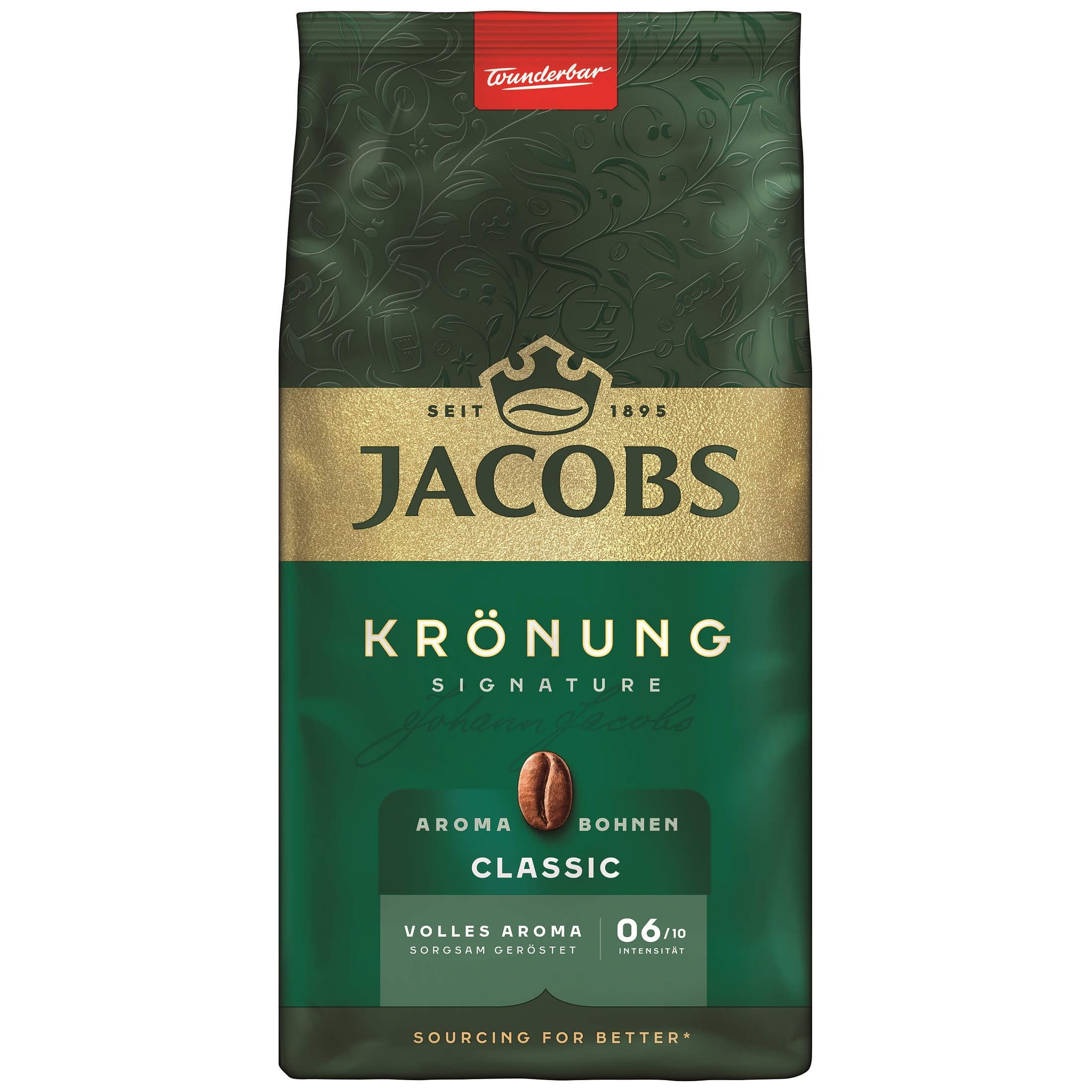 Jacobs KRONUNG Whole Bean Coffee - 500g (12 Units/Case) | Kosher Certified, Premium Aroma, Caffeinated | Perfect for Home Brewing, Office Use & Gifts