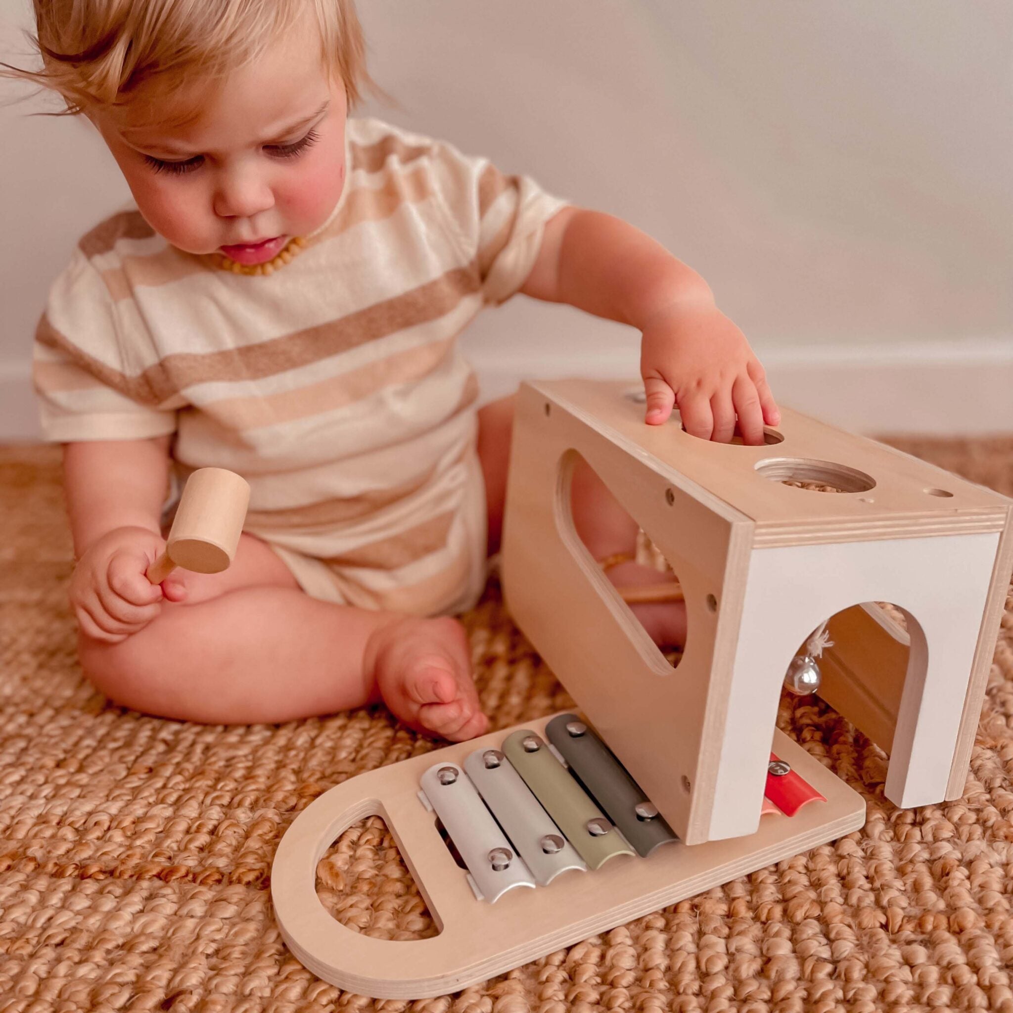 MOOVER Musical Tap Tap Toy - Natural Wooden Percussion Instrument for Kids - Perfect for Early Childhood Music Education & Sensory Play