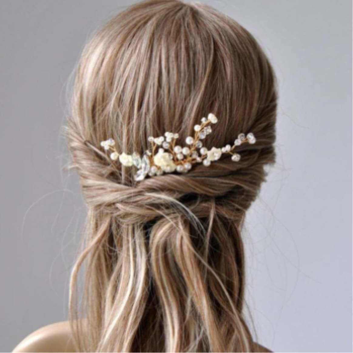 Handmade Crystal Rhinestone Wedding Hair Comb with Simulated Pearls - Elegant Bridal Hair Accessory for Weddings, Prom & Special Occasions