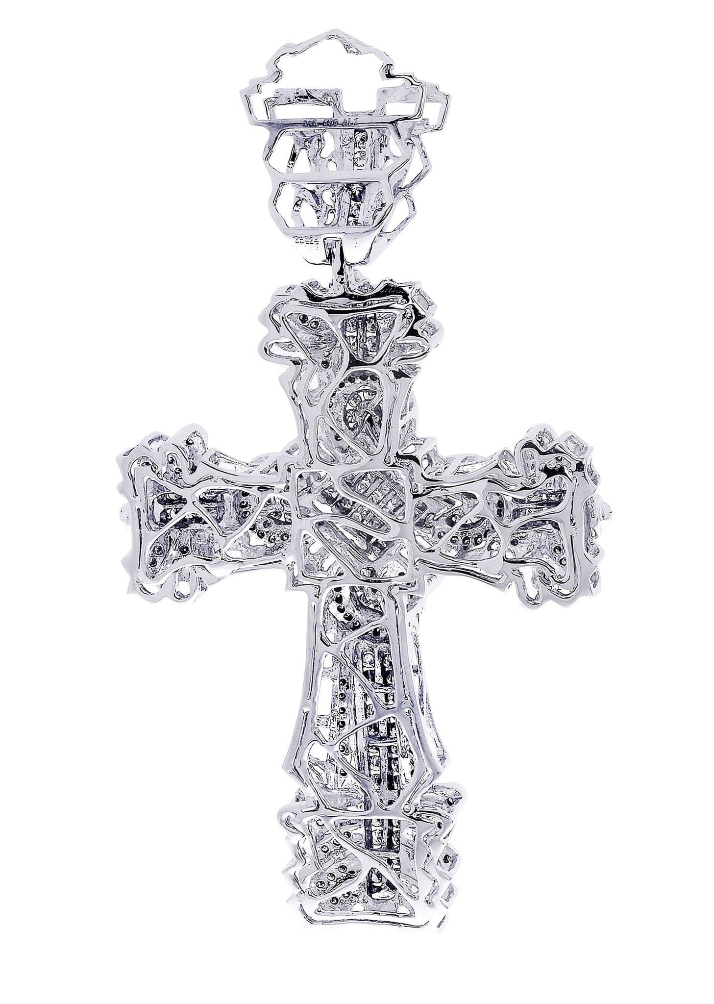 2.08 Carat Diamond Cross Pendant Necklace - 22.92 Grams Solid Gold/Silver - Perfect for Gifts, Weddings & Religious Occasions