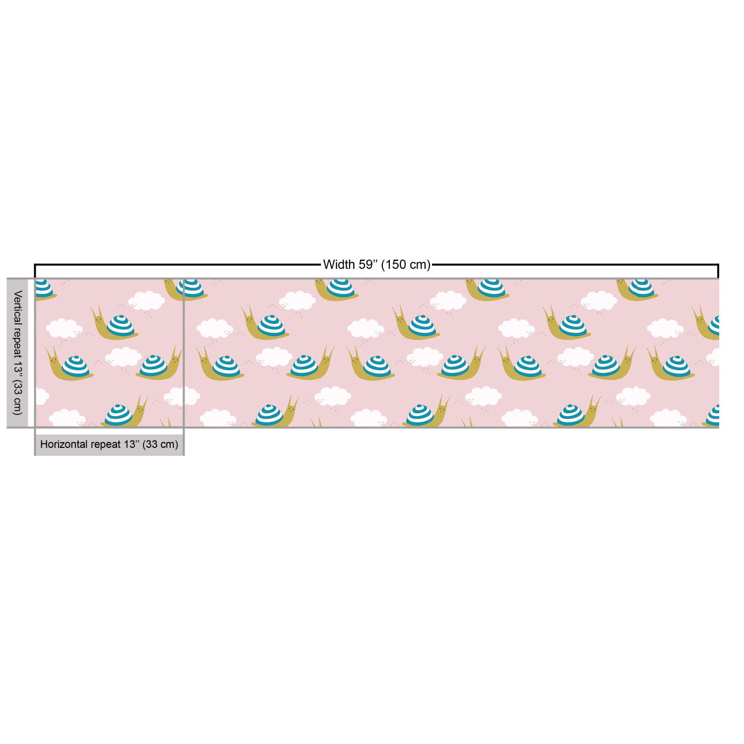 Ambesonne Snail Print Fabric by The Yard - Cartoon Animal Characters with Clouds Design for Upholstery, Curtains & Home Decor (10 Yards, Rose Sea Blue & Fawn) - Perfect for DIY Projects, Nursery Decor & Bohemian Style Interiors