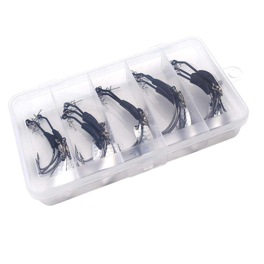 15pcs/Set Weighted Twistlock Hooks with Centering Pin - Silver/Gold Saltwater Fishing Hooks (0.07-0.25oz) for Bass, Trout & Saltwater Game Fish - Perfect for Deep Sea Fishing & Offshore Angling
