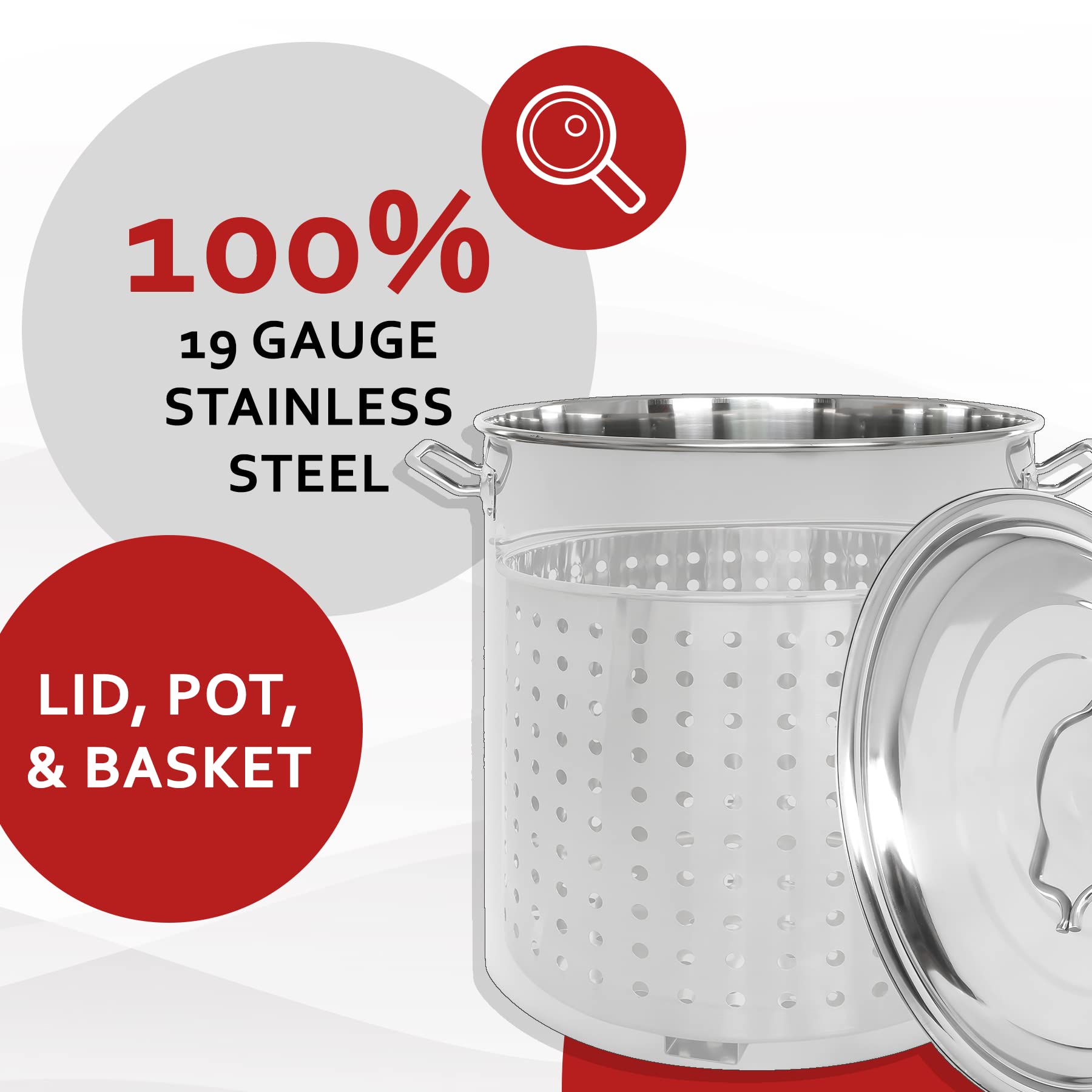 Premium 24 Quart Stainless Steel Stock Pot with Steamer Basket - Heavy Duty Cookware for Boiling, Steaming, Cooking Soups & Pasta - Ideal for Home Kitchens, Restaurants & Catering Services