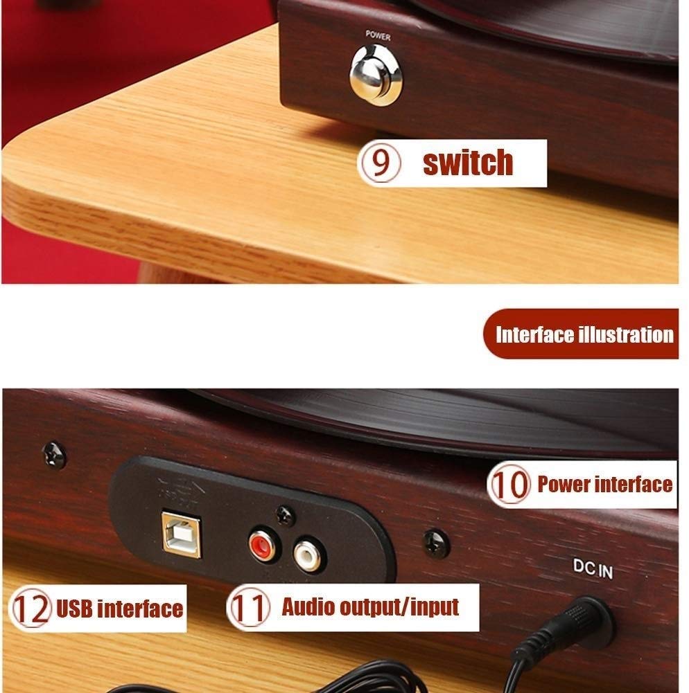 ASDNN Wireless Portable Hi-Fi Turntable with Built-In Stereo Speakers - 3-Speed LP Record Player for Home & Vinyl Enthusiasts | Perfect for Living Room Decor, Retro Music Lovers & Gift Giving