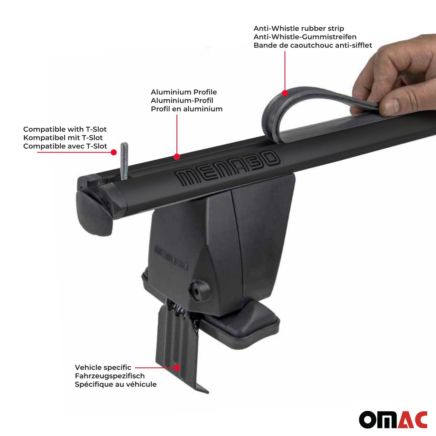 OMAC Universal Roof Rack Cross Bars - Heavy Duty Black Aluminum Anti-Theft Roof Rails for Mini Cooper Hatchback 2001-2013 (2-Pack) - Perfect for Kayak, Canoe, Surfboard, Ski, Snowboard & Camping Gear Transport