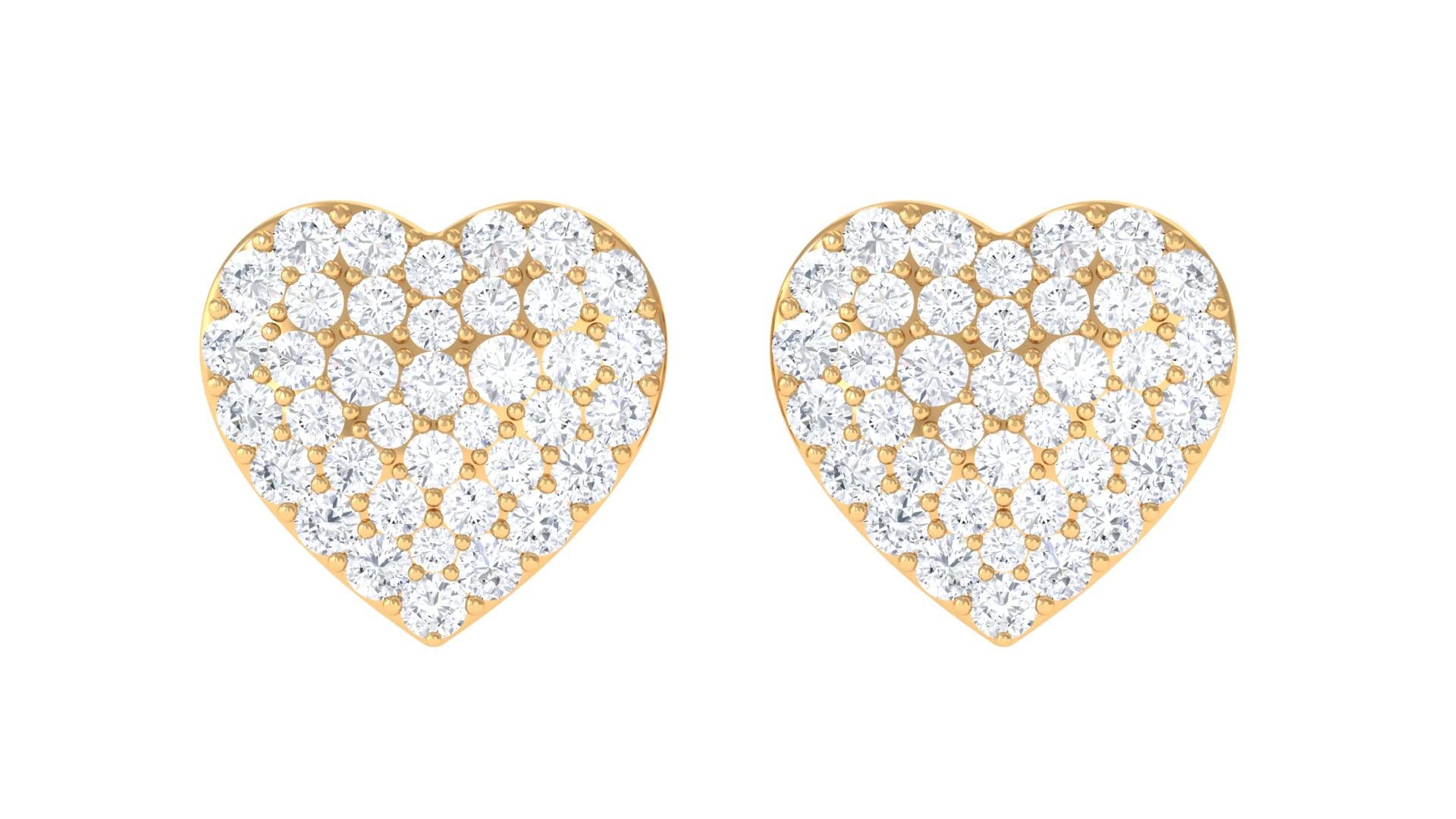 14K Solid Gold Diamond Heart Stud Earrings for Women - Elegant Heart Shape Diamond Earrings, Perfect for Valentine's Day, Anniversary & Romantic Gifts