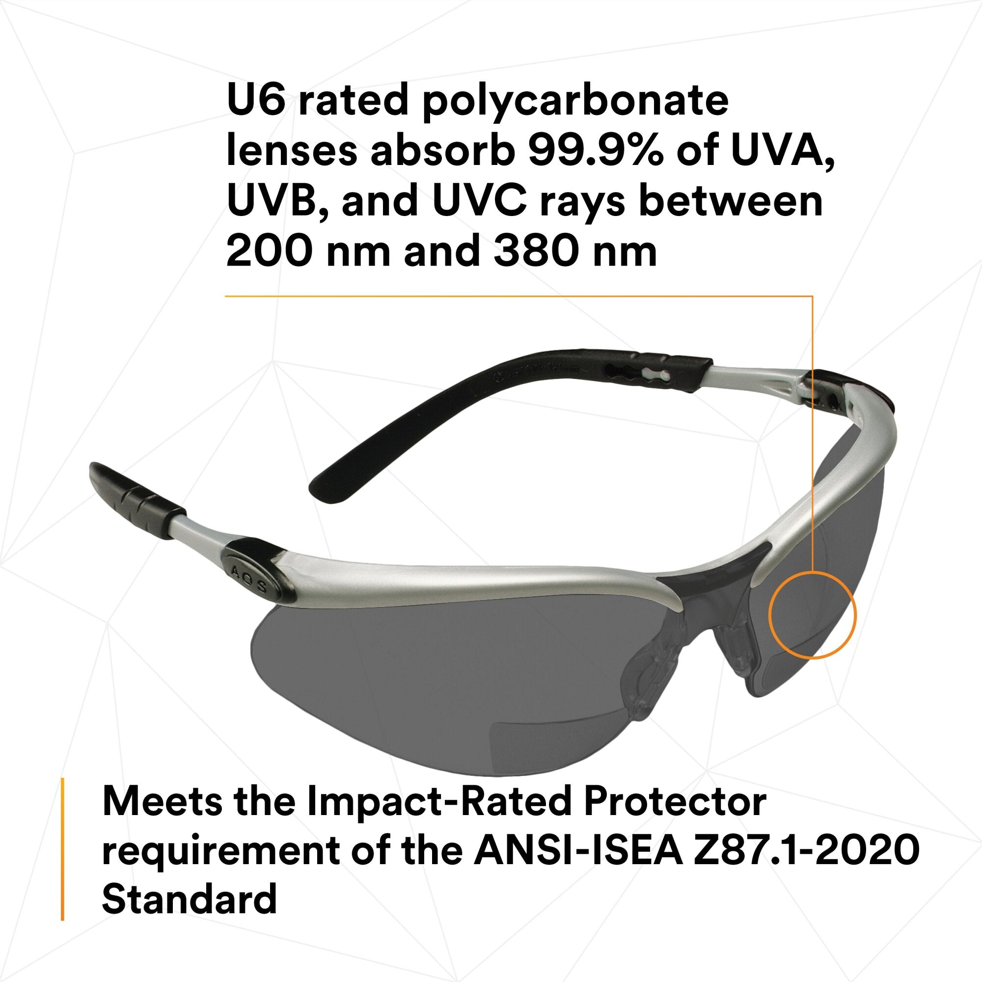 3M BX Reader Protective Eyewear 11377-00000-20 - Grey Lens & Silver Frame - Safety Glasses for Reading, DIY Projects & Workplace Protection