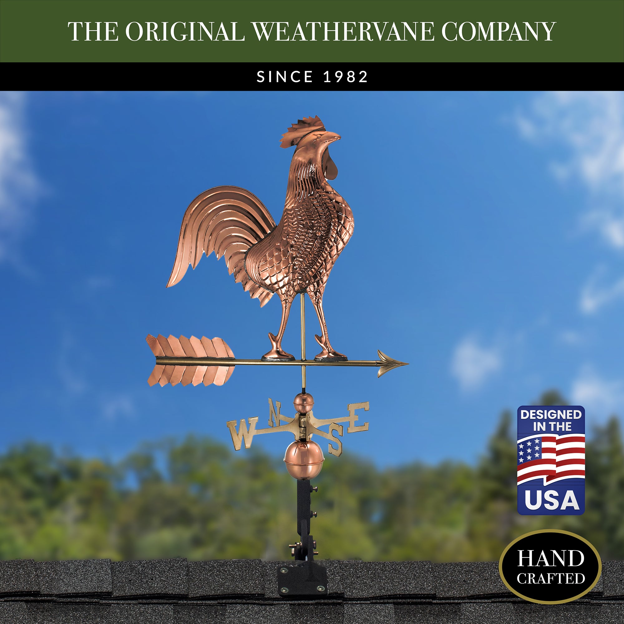 Large Rooster Weathervane - Handcrafted Metal Garden Decor for Outdoor Farmhouse Style - Perfect for Barns, Gardens & Rooftops