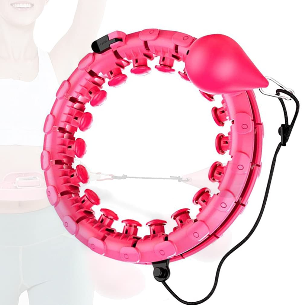 Weighted Hula Hoop for Adults - 2 in 1 Fitness & Massage Exercise Hoop with 24 Detachable Knots, Adjustable Auto-Spinning Ball - Perfect for Weight Loss, Core Workouts & Home Gym (Great for Beginners & Fitness Enthusiasts)