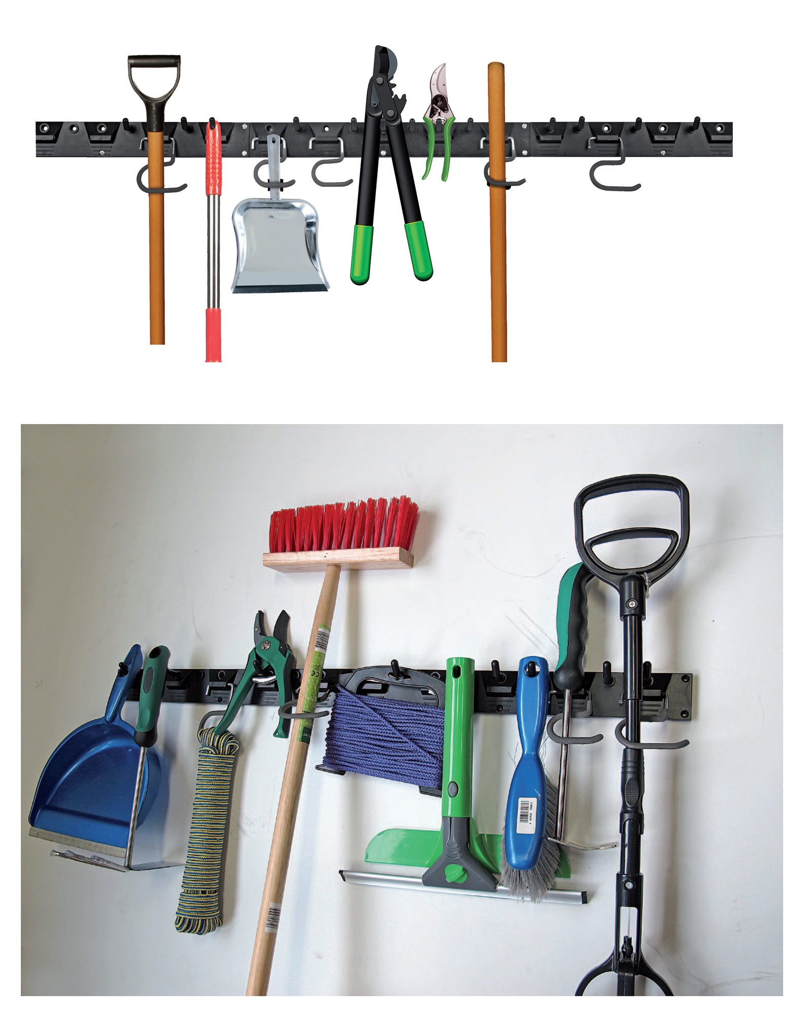FITOOL 48 Inch Adjustable Wall Mount Tool Organizer - Heavy Duty Garage Storage System for Tools, Garden Equipment & Workshop Organization - Perfect for DIY Projects, Home Improvement & Garage Shelving