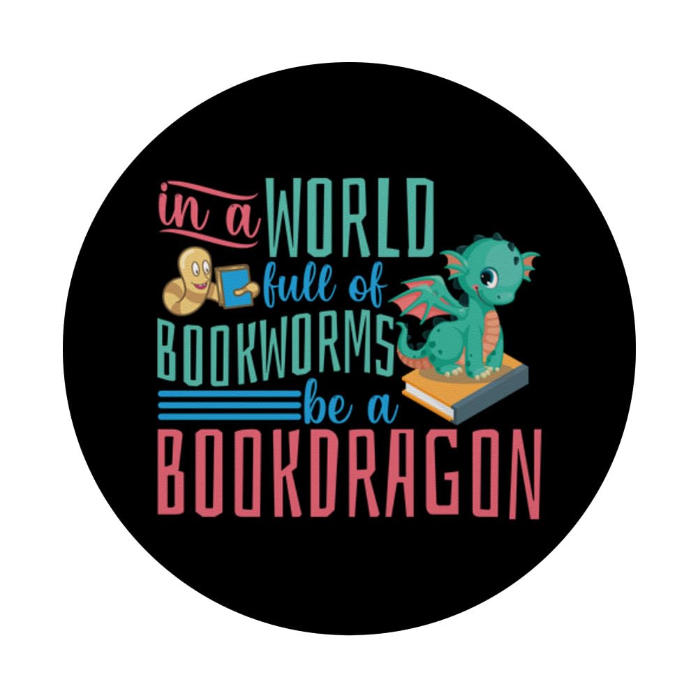 Book Dragon PopSockets Adhesive PopGrip - Swappable Phone Grip & Stand for Book Lovers - Perfect for Reading, eBooks & Library Visits