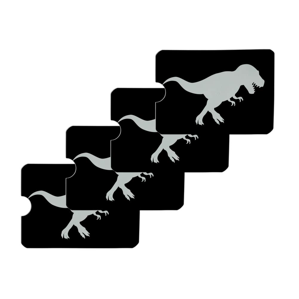 Dinosaur Tyrannosaurus Rex Black & White RFID Blocking Credit Card Holder – Set of 4 – Protect Your Cards from Digital Theft – Perfect for Travel, Shopping & Everyday Use