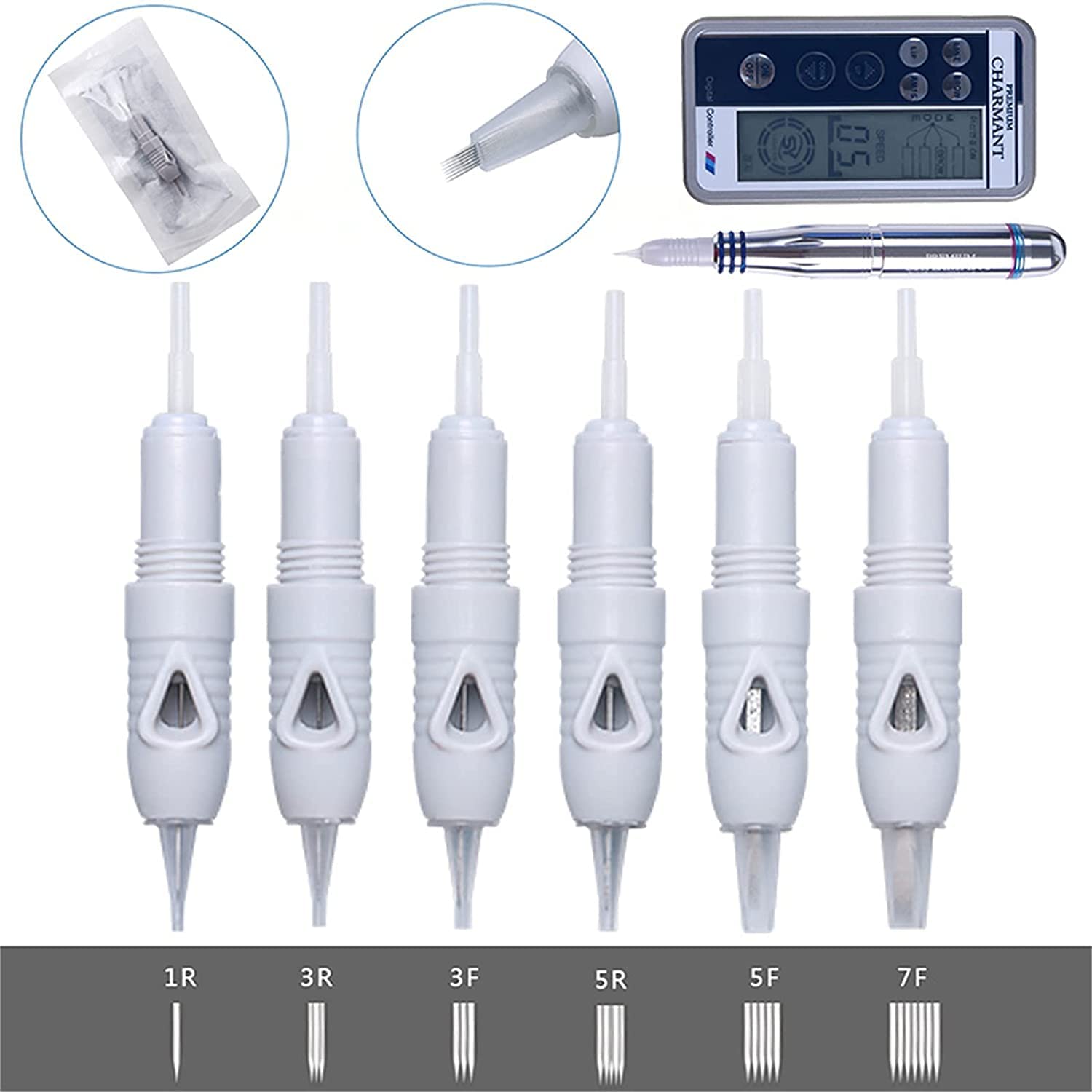 Premium Microblading Needle Cartridges 3F 5F 7F for Permanent Makeup & Eyebrow Tattoo | Compatible with Tattoo Charmant Machines | Professional Salon & Home Use (Pack of 3, 5F Needles) | Perfect for Eyebrow Enhancement & Semi-Permanent Makeup