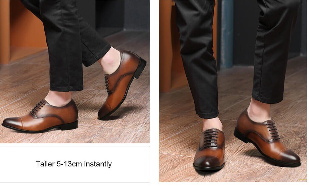 CHAMARIPA Men's Leather Dress Elevator Shoes - Height Increasing Formal Shoes for Work, Dating & Special Occasions