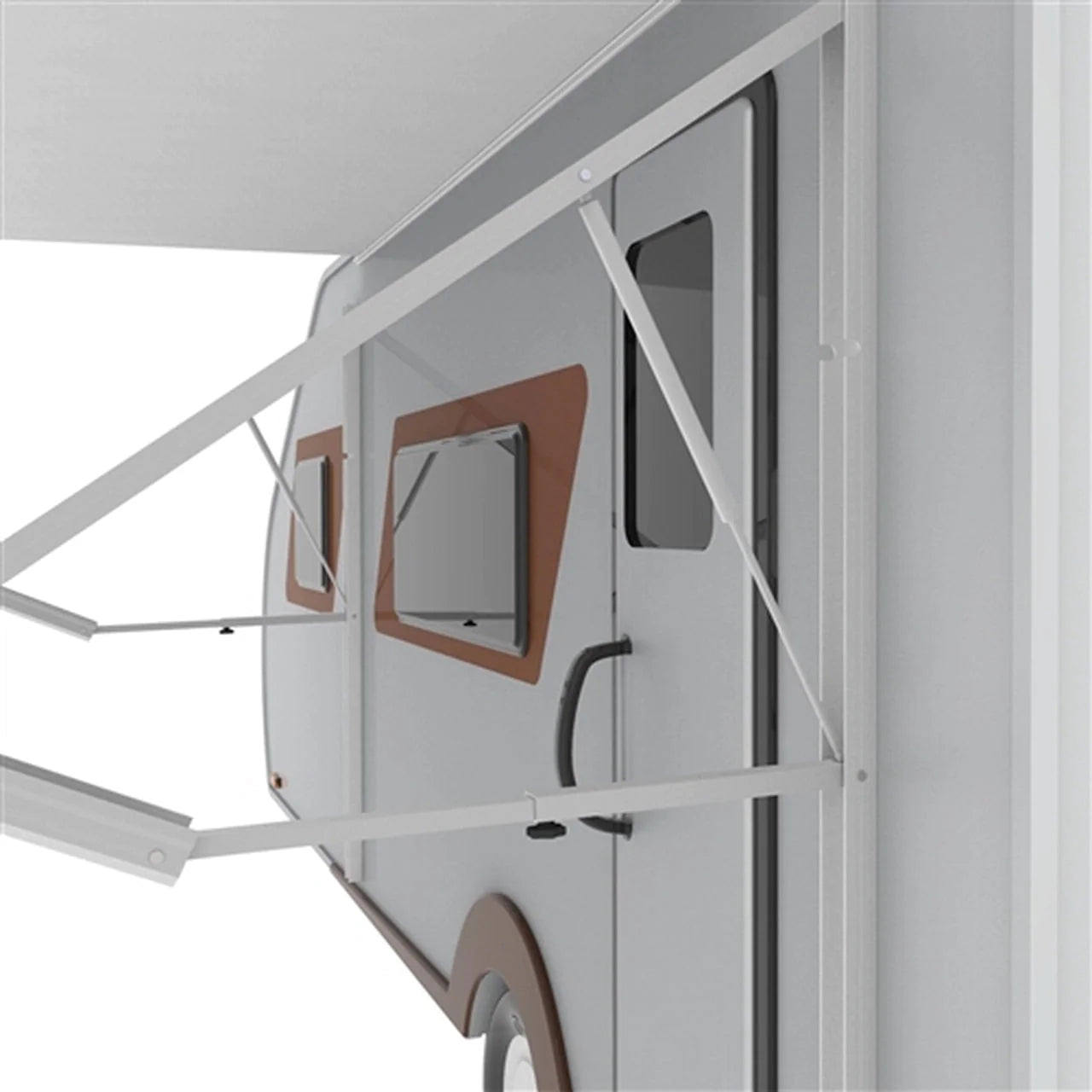Motorized Retractable RV Awning 10x8 Feet - White/Black Fade - Automatic Patio Awning for Campers & Trailers - Perfect for Outdoor Shade & Relaxation